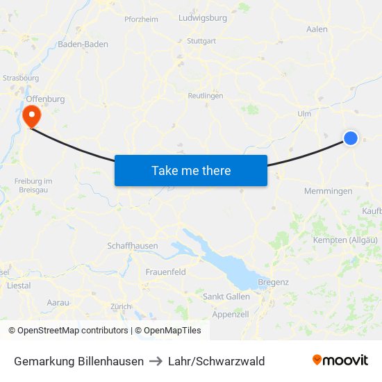 Gemarkung Billenhausen to Lahr/Schwarzwald map