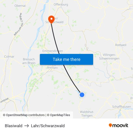 Blasiwald to Lahr/Schwarzwald map