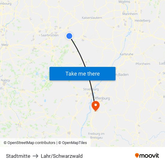 Stadtmitte to Lahr/Schwarzwald map