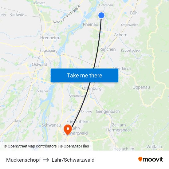 Muckenschopf to Lahr/Schwarzwald map