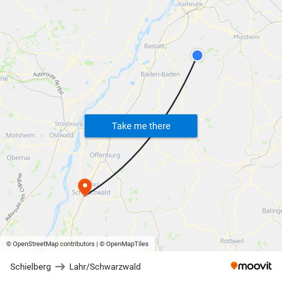 Schielberg to Lahr/Schwarzwald map