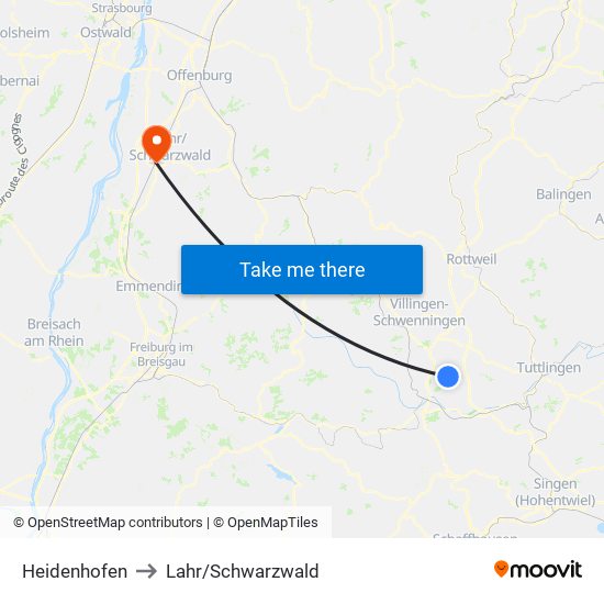 Heidenhofen to Lahr/Schwarzwald map