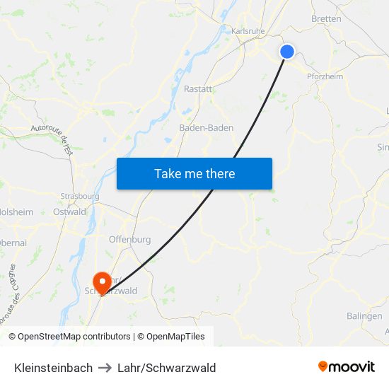 Kleinsteinbach to Lahr/Schwarzwald map