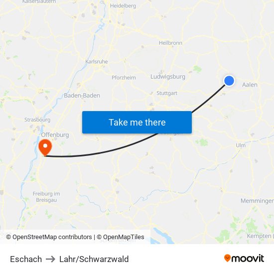 Eschach to Lahr/Schwarzwald map