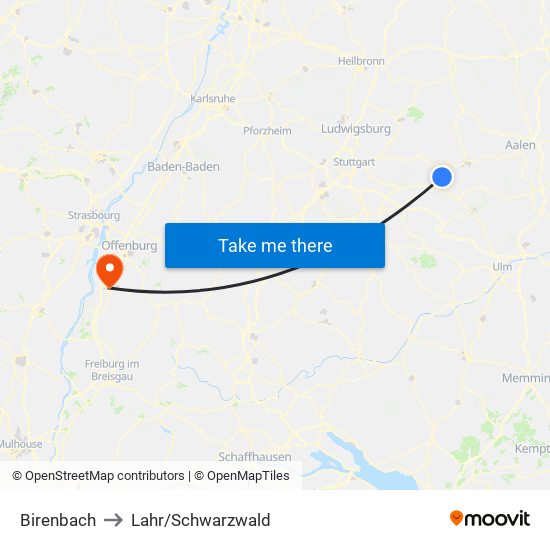 Birenbach to Lahr/Schwarzwald map