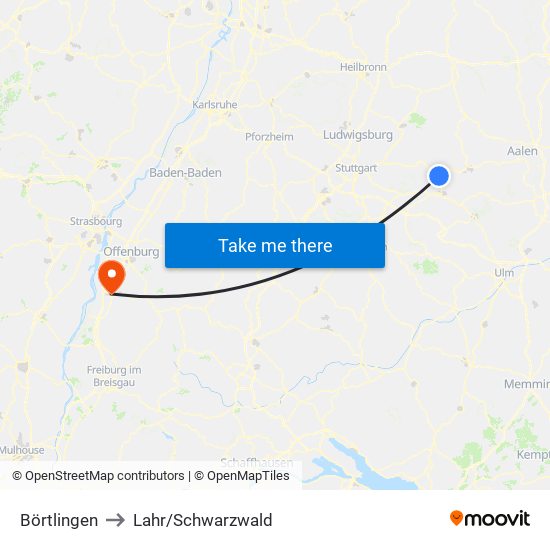 Börtlingen to Lahr/Schwarzwald map