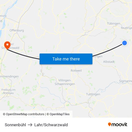 Sonnenbühl to Lahr/Schwarzwald map