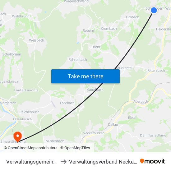 Verwaltungsgemeinschaft Limbach to Verwaltungsverband Neckargerach-Waldbrunn map