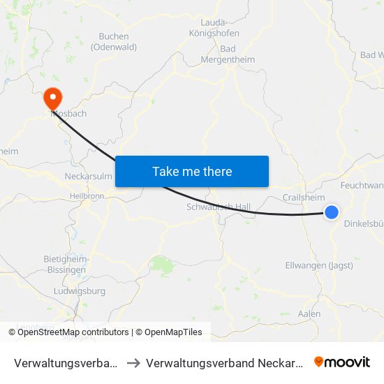 Verwaltungsverband Fichtenau to Verwaltungsverband Neckargerach-Waldbrunn map