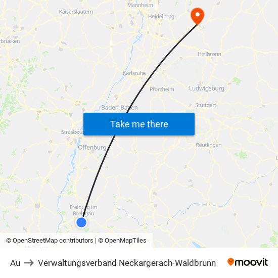 Au to Verwaltungsverband Neckargerach-Waldbrunn map