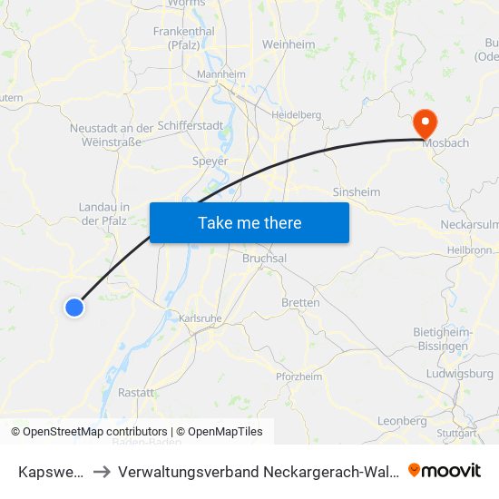 Kapsweyer to Verwaltungsverband Neckargerach-Waldbrunn map