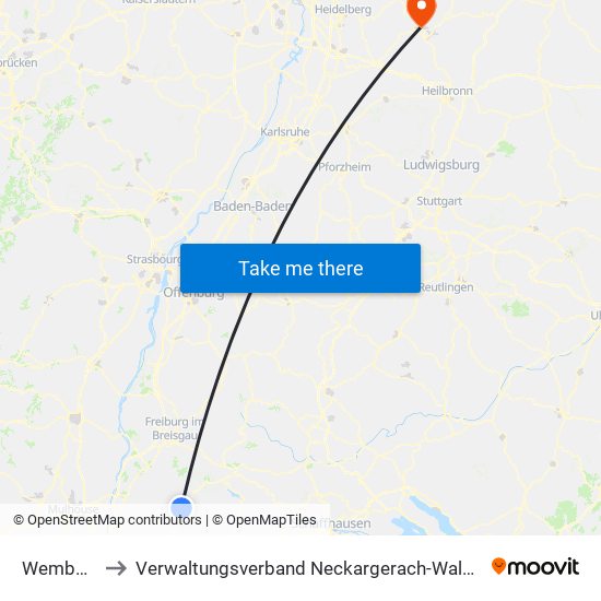 Wembach to Verwaltungsverband Neckargerach-Waldbrunn map