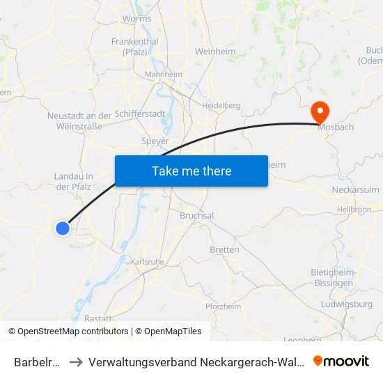 Barbelroth to Verwaltungsverband Neckargerach-Waldbrunn map