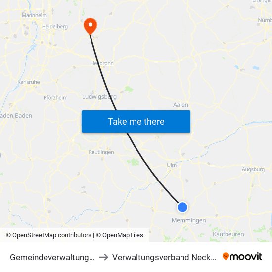 Gemeindeverwaltungsverband Illertal to Verwaltungsverband Neckargerach-Waldbrunn map