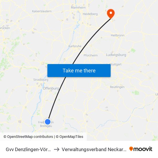 Gvv Denzlingen-Vörstetten-Reute to Verwaltungsverband Neckargerach-Waldbrunn map