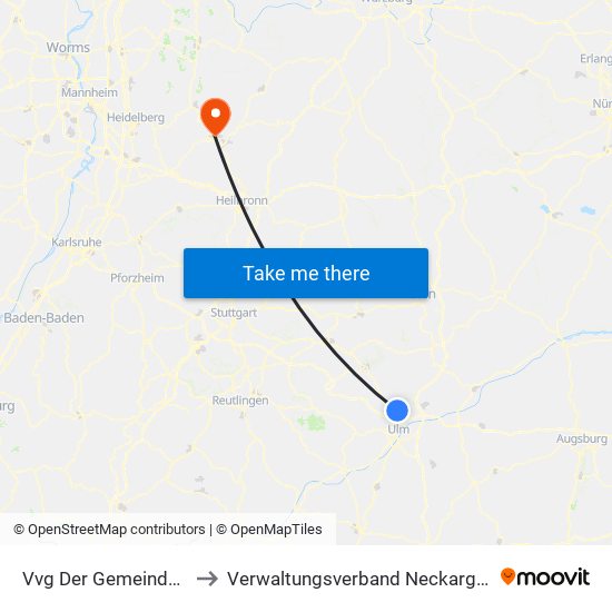 Vvg Der Gemeinde Dornstadt to Verwaltungsverband Neckargerach-Waldbrunn map