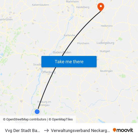 Vvg Der Stadt Bad Krozingen to Verwaltungsverband Neckargerach-Waldbrunn map