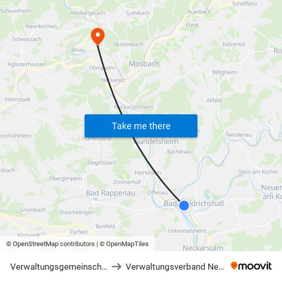 Verwaltungsgemeinschaft Bad Friedrichshall to Verwaltungsverband Neckargerach-Waldbrunn map