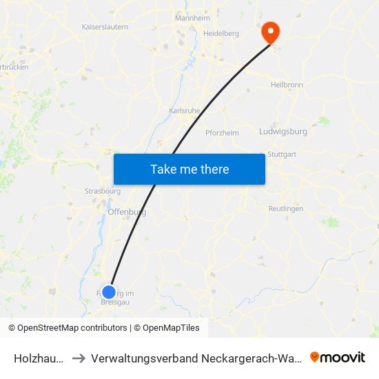 Holzhausen to Verwaltungsverband Neckargerach-Waldbrunn map