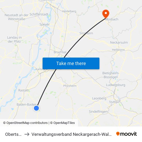 Obertsrot to Verwaltungsverband Neckargerach-Waldbrunn map