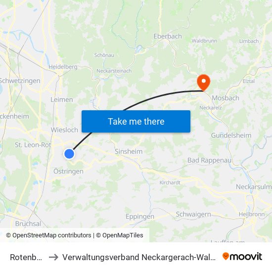 Rotenberg to Verwaltungsverband Neckargerach-Waldbrunn map