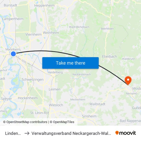 Lindenhof to Verwaltungsverband Neckargerach-Waldbrunn map