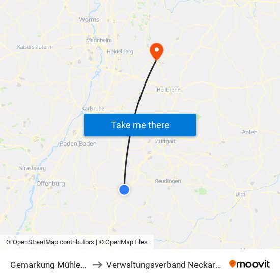 Gemarkung Mühlen am Neckar to Verwaltungsverband Neckargerach-Waldbrunn map