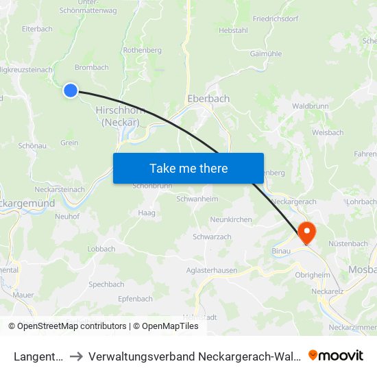 Langenthal to Verwaltungsverband Neckargerach-Waldbrunn map