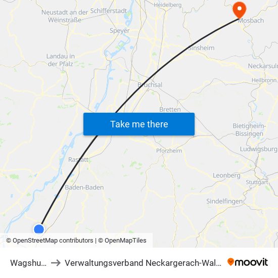 Wagshurst to Verwaltungsverband Neckargerach-Waldbrunn map