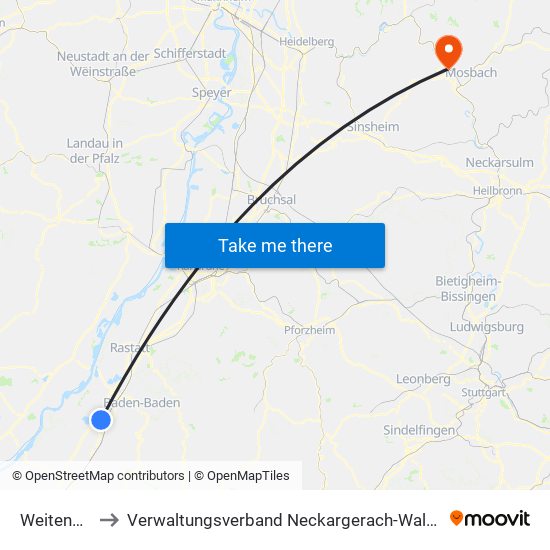 Weitenung to Verwaltungsverband Neckargerach-Waldbrunn map