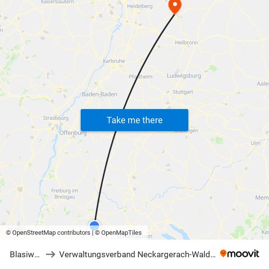 Blasiwald to Verwaltungsverband Neckargerach-Waldbrunn map