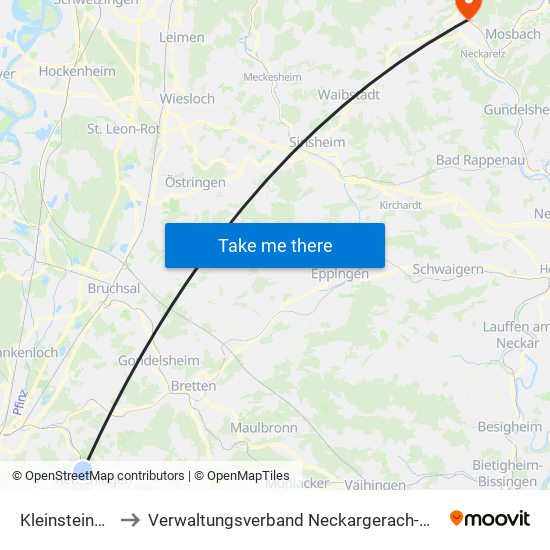 Kleinsteinbach to Verwaltungsverband Neckargerach-Waldbrunn map