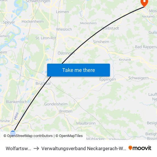 Wolfartsweier to Verwaltungsverband Neckargerach-Waldbrunn map