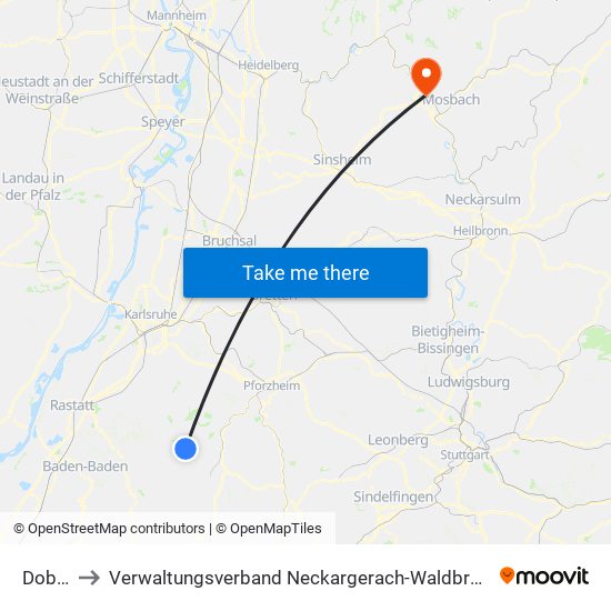 Dobel to Verwaltungsverband Neckargerach-Waldbrunn map