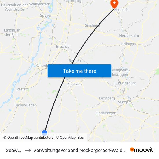 Seewald to Verwaltungsverband Neckargerach-Waldbrunn map