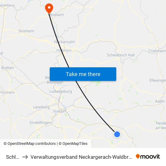 Schlat to Verwaltungsverband Neckargerach-Waldbrunn map