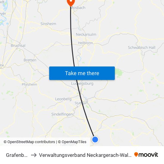 Grafenberg to Verwaltungsverband Neckargerach-Waldbrunn map