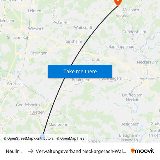 Neulingen to Verwaltungsverband Neckargerach-Waldbrunn map