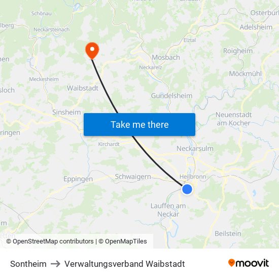 Sontheim to Verwaltungsverband Waibstadt map