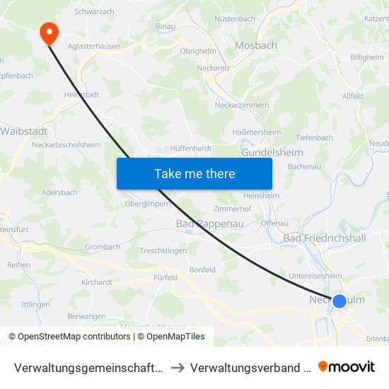 Verwaltungsgemeinschaft Neckarsulm to Verwaltungsverband Waibstadt map