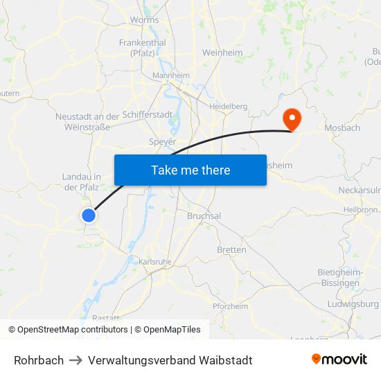 Rohrbach to Verwaltungsverband Waibstadt map