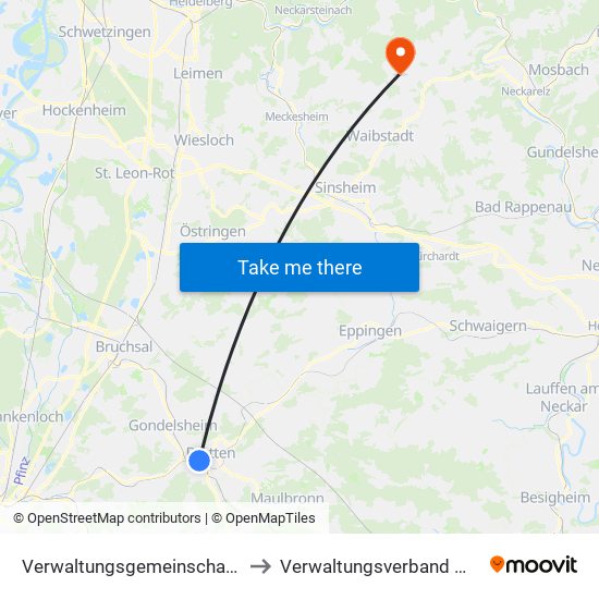 Verwaltungsgemeinschaft Bretten to Verwaltungsverband Waibstadt map