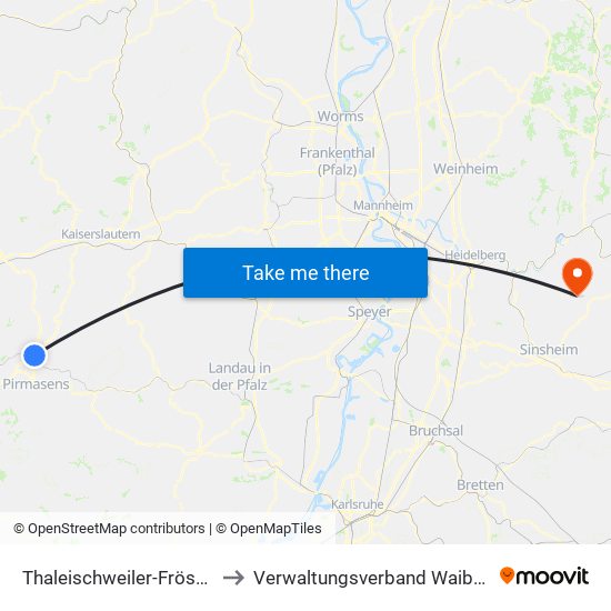 Thaleischweiler-Fröschen to Verwaltungsverband Waibstadt map