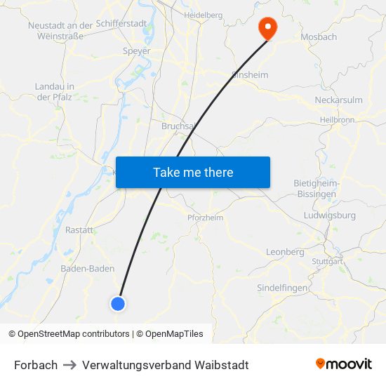 Forbach to Verwaltungsverband Waibstadt map