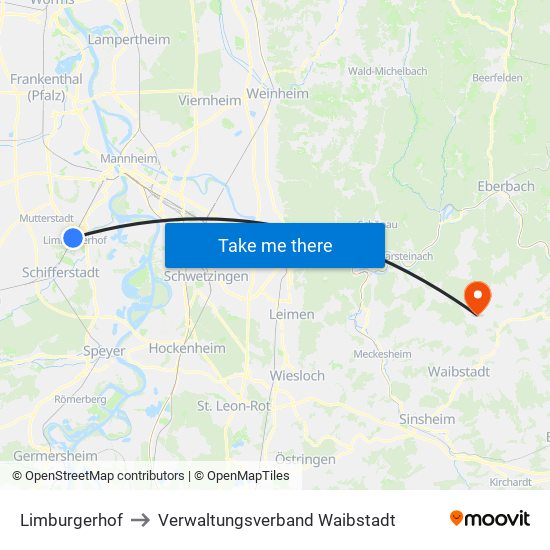 Limburgerhof to Verwaltungsverband Waibstadt map