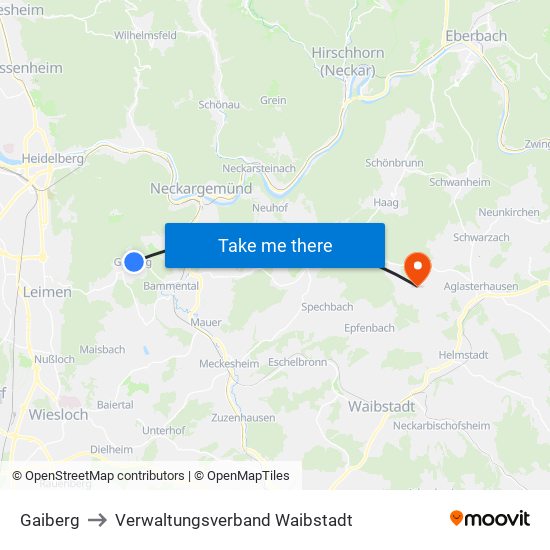 Gaiberg to Verwaltungsverband Waibstadt map