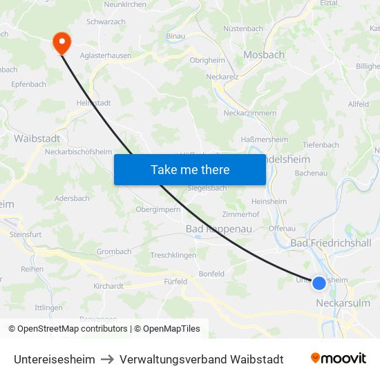 Untereisesheim to Verwaltungsverband Waibstadt map