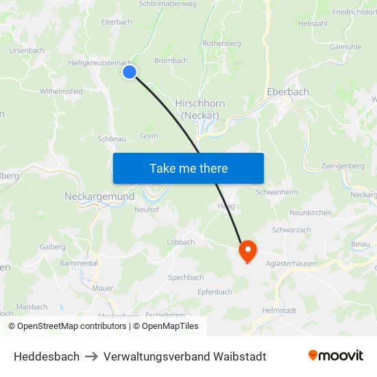 Heddesbach to Verwaltungsverband Waibstadt map