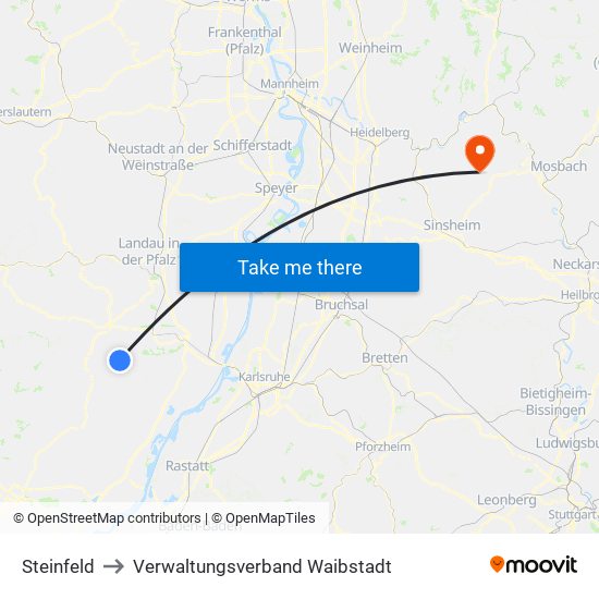 Steinfeld to Verwaltungsverband Waibstadt map