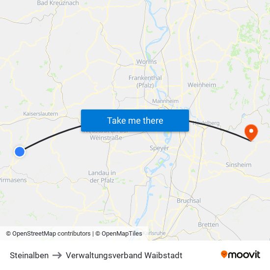 Steinalben to Verwaltungsverband Waibstadt map